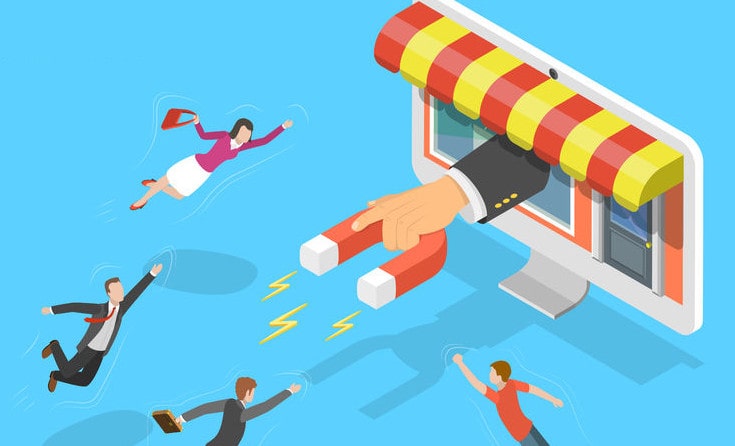 Imán captando clientes, representando la estrategia de fidelización mediante incentivos y promociones para aumentar la lealtad.